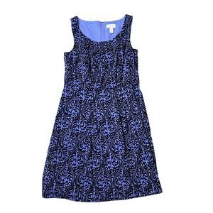Ann Taylor Loft Factory Periwinkle & Black Velveteen Tapestry Damask Dress